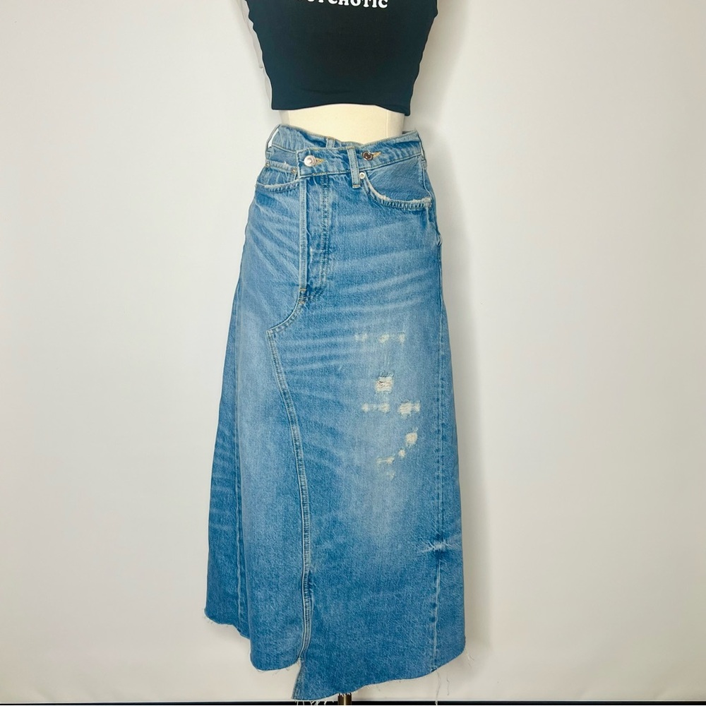 Zara Premium Denim Asymmetrical Skirt